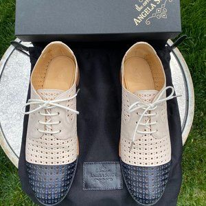 The Office of Angela Scott Oxfords in Cream and Navy